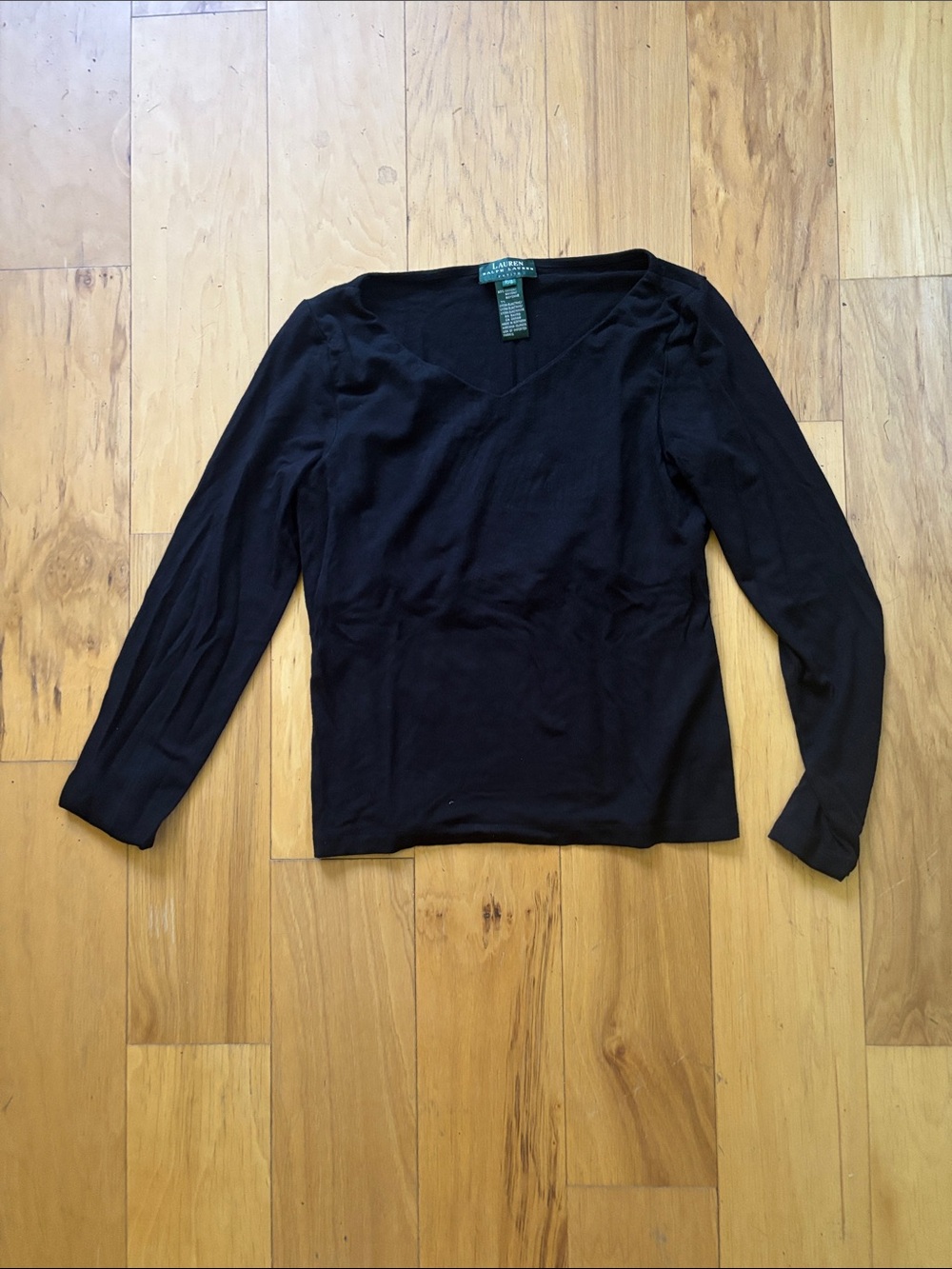 Lauren by Ralph Lauren black 
V neck top. Petite small.